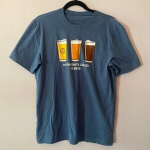 NWT Life Is Good Blue Three Beers Short Sleeve T-Shirt Crewneck Men's size Small